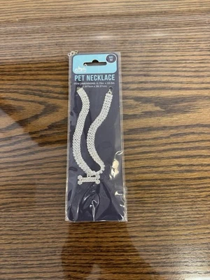 Rhinestone Dog Necklace Collar ( Size Medium ) Silver - Image 1 of 4