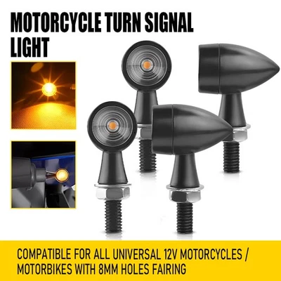 Mini intermitente de señal de luz de giro LED para motocicleta 4 piezas para Bobber Café Racer Y Foto 1 de 4