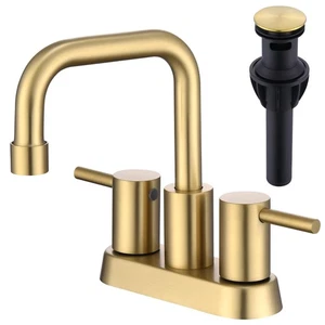 Brushed Gold Centerset Bathroom Faucet 4 Inch，Stainless Steel 2 Handle 2 or 3... - Picture 1 of 6