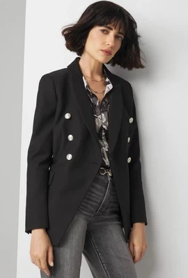 BLAZER ESTUDIO WHITE HOUSE BLACK MARKET WHBM $195 Negro Talla 2 Nuevo con Etiquetas Foto 1 de 4