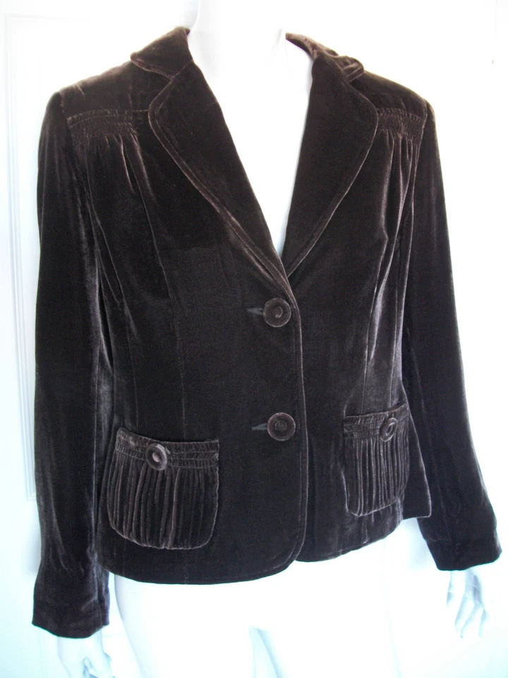 WMNS 6 LINDO BLAZER DE TERCIOPELO MARRÓN CHOCOLATE MUY SUAVE por TRIBAL Foto 1 de 1