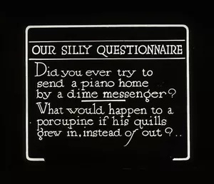 Lantern Slide, Silent Movie Humorous Piano Dime Messenger & Porcupine Quip 1920s - Bild 1 von 2