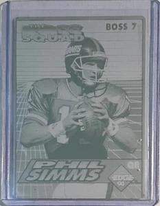 1 /1 PHIL SIMMS 1994 COLLECTORS EDGE PRINTING PLATE NEW YORK NY GIANTS 1 OF 1 - Picture 1 of 2