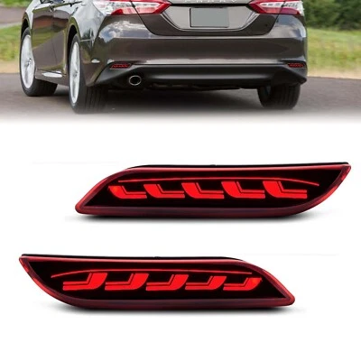 LED Rear Reflector Red Tail Brake Turn Signal Lights For 2018-2023 Toyota Camry - Imagem 1 de 4