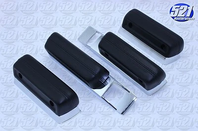Fits Mopar Front Rear Armrest Bases Pads Blk Chrome Set 68-72 Demon Dart Scamp - Image 1 of 4