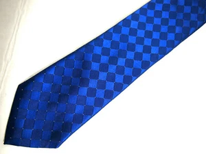 Calvin Klein Mens Necktie Tie Navy Blue Checkered 59" Career - Picture 1 of 4