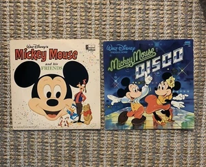 Vintage Lot Vinyl Records Mickey Mouse Disco & Mickey Mouse And His Friends - Picture 1 of 2