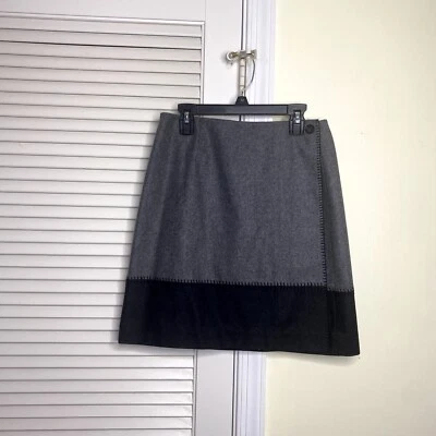 Minifalda vintage Ann Taylor envolvente de lana gris negra talla 6P se ajusta como la moderna talla X Foto 1 de 4