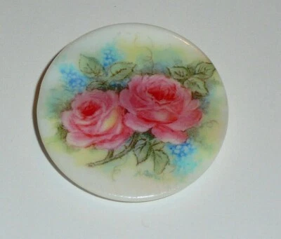 Botón grande de rosas de melocotón bonito - madreperla botón de vástago de fregona flor de 1+3/8" Foto 1 de 4