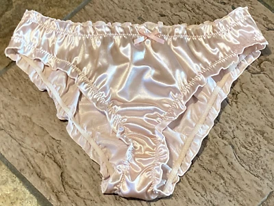 Braguita de bikini Champagne 8/XL brillante segunda piel satinada con volantes pierna alta #189 Foto 1 de 4