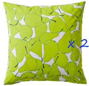 2 New IKEA SOMMAR Green Pear Pattern Cushion Covers Decor Pillow Covers - Picture 1 of 4