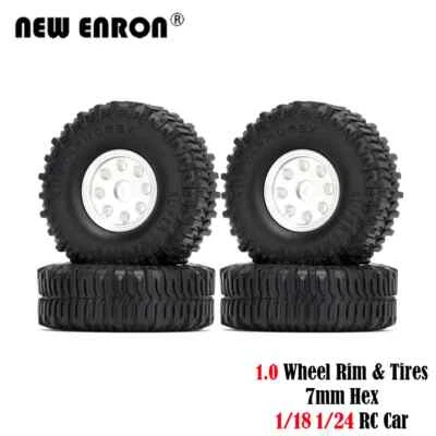 Micro Mini 1.0 Wheel Hub Rim Tires for 1/18 TRX4M 1/24 Axial SCX24 Jimny FCX24 - Image 1 of 4