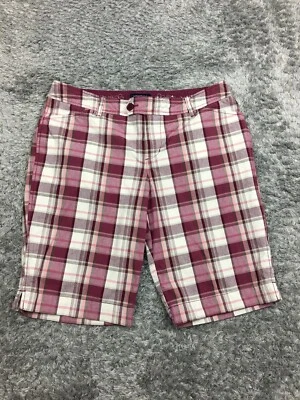 Sonoma Chino 短裤女式 10P 码红色紫色格子斜纹小号 — 第 1/4 张图片