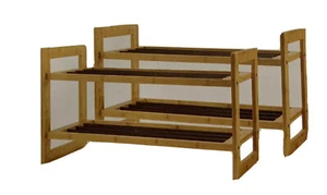 Trinity, (2 Pack) Bamboo + Metal Shelves Stackable 2-Tier Shoe Rack - Picture 1 of 6