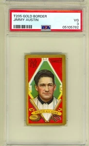 1911 T205 Gold Border Jimmy Austin New York Yankees Hassan Back PSA 3 - Picture 1 of 2