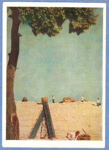 1957 Russian postcard RECEIVING COTTON in ISFARA Tajik SSR - Bild 1 von 2