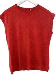 Magaschoni Cashmere Cap Sleeve Sweater Top Women's Size XL Rust Red - Picture 1 of 12