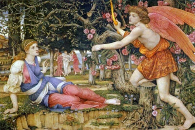 AMOR Y LA DONCELLA ÁNGEL CUPIDO PINTURA DE JOHN RODDAM SPENCER STANHOPE REPRO Foto 1 de 3