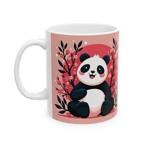 Cute Panda Coffee Mug – Kawaii Panda Bear with Cherry Blossoms (11oz, 15oz) - Picture 1 of 15