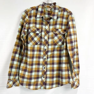 Duluth Trading Womens Medium Shirt Crosscut Wicking Flannel Plaid Button Down - Picture 1 of 5