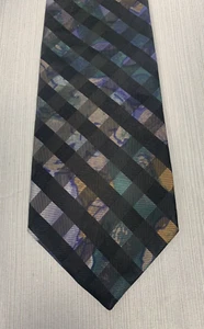 Designer Collection Tie, Checkered Print, Black Brown, Blue, Green 63" - Picture 1 of 5