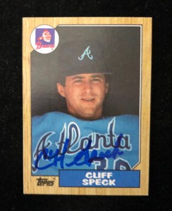 CLIFF SPECK 1987 TOPPS AUTOGRAPHED SIGNED AUTO BASEBALL CARD 269 BRAVES