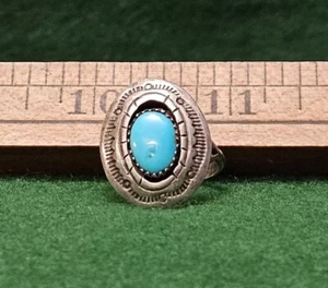NATIVE AMERICAN TURQUOISE STERLING SILVER 925 SHADOW BOX RING SIGNED CW Sz. 9.25 - Picture 1 of 24