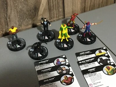 A20789 HEROCLIX WIZKIDS 6 PK COMMON W CARDS HAWKEYE PUNISHER IRON MAN VISION - Image 1 of 4