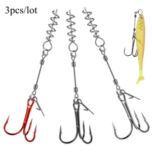 3pcs Fishing Hook Pike Stinger Rigs Screw Rigging Kit for Soft Bait Fishing Lure - Picture 1 of 12