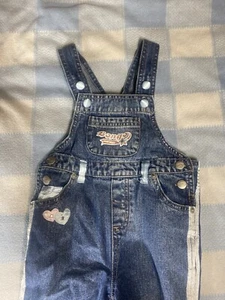 Vintage Y2K Rare Bongo Baby Denim Overalls 24 Months Silk Hearts - Picture 1 of 14