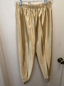 Vintage Staples Gantos Pants Womens Medium Gold Metallic 80s Retro Leggings - Picture 1 of 2