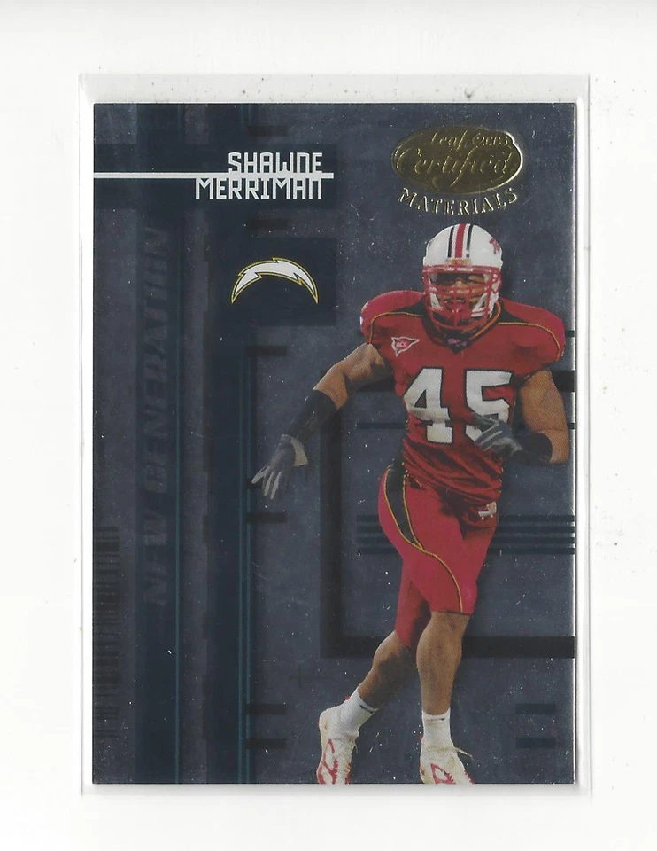 2005 Leaf Certified Materials #154 Shawne Merriman RC Rookie Chargers /1000  - Image 1 of 1
