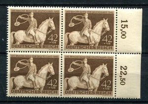 German Reich WW II : Brown Ribbon horse race stamp block from 1943 - mint NH - Imagen 1 de 1