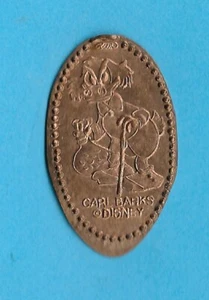 DISNEY UNCLE SCROOGE CANE MONEY BAG CARL BARKS PRESSED ELONGATED PINCHED PENNY - Picture 1 of 2