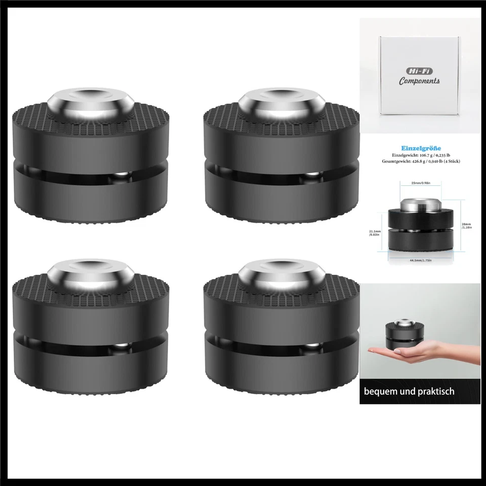 4 Stück Aluminium Lautsprecherfüße - HiFi Shock Absorber für  Klangqualität - Bild 1 von 1