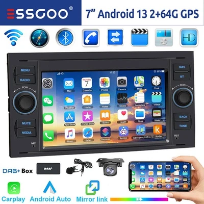 Für Ford Focus Fiesta C S Max Mondeo DAB+ 64G Android 14 Autoradio Carplay Navi - Bild 1 von 4