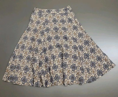 VTG Geoffrey Beene Sport Sz 4 Ethnic Paisley Tribal Blue Flare Lined Zip Skirt - Image 1 of 4
