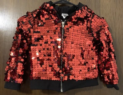 Kids Urban Groove Red Sequined Hooded Jacket Size S - Image 1 of 4