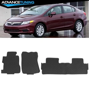 Fits 06-11 Honda Civic Sedan 4DR Heavy Duty Floor Mats Front Rear Black 3PCS Set - Picture 1 of 10