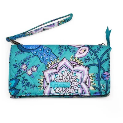 Vera Bradley Crossbody RFID Wallet Slim Peacock Garden Card Organizer Trifold - Image 1 of 4