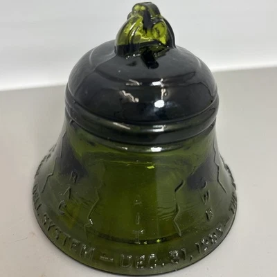 Vintage Dark Green Breakup Glass Insulator Bell Dec 31 1983 Paperweight Novelty - Image 1 of 4