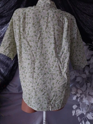 Blusa vintage años 40 50 tareas abotonadas tréboles verdes top casa de campo L Foto 1 de 4