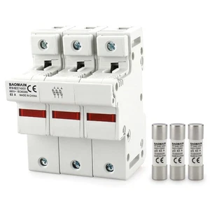 RT18-63 Sicherungshalter Sockel mit 20x63A Keramiksicherungen (14x51mm) - 3-polig DIN Rai... - Bild 1 von 7