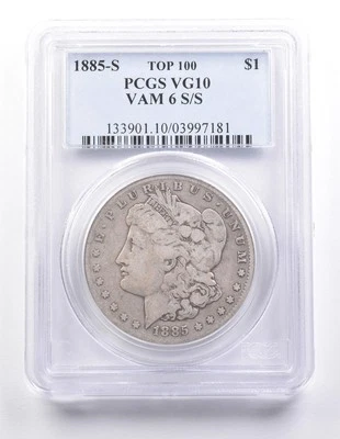 1885-S Morgan Silver Dollar VAM 6 S/S Top 100 VG10 PCGS *7045 - Image 1 of 3