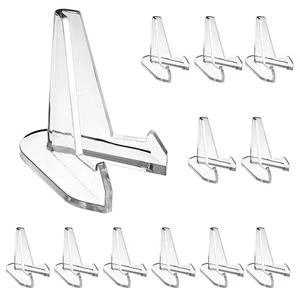 Hipiwe 12 Packs Acrylic Easel Stands Clear Mini Coin Display Large, - Afbeelding 1 van 9