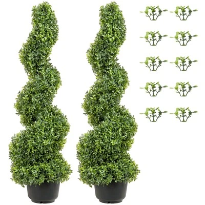 VEVOR 4' Artificial Topiary Spiral Tree Faux Plant UV Indoor/Outdoor Home Decor - Image 1 of 4