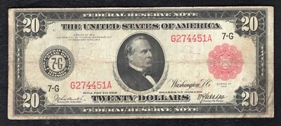 FR. 958a 1914 $20 RED SEAL FRN FEDERAL RESERVE NOTE CHICAGO, IL VERY FINE - Image 1 of 2