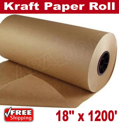 18" x 1200' Brown Kraft Paper Roll 30lb Shipping Wrapping Cushioning Void Fill - Image 1 of 2