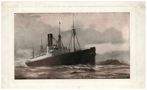 Faro tintado a mano Cunard RMS Ivernia y Sajonia Steamship firmado B606 - Imagen 1 de 2