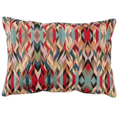 Nomad Tapestry Boudoir Cushion. Rustic Navajo Geometric Design. 17x12" - Image 1 of 3
